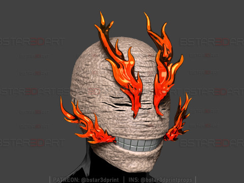 Cabeza todo para uno con efecto fuego - My Hero Academia Anime Cosplay Modelo de impresión 3D