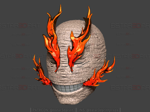 Cabeza todo para uno con efecto fuego - My Hero Academia Anime Cosplay Modelo de impresión 3D