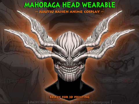 MAHORAGA Head Mask - Jujutsu Kaisen Cosplay 3D Print Model