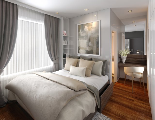 modern stylish contemporary master bedroom with wc bathroom Model 3D .c4d .max .obj .3ds .fbx .stl .blend 