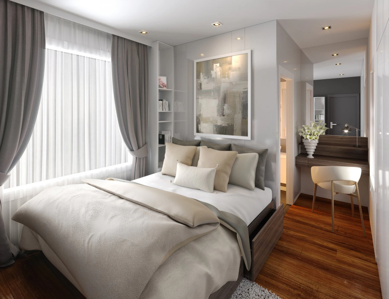 modern stylish contemporary master bedroom with wc bathroom 3D Model .c4d .max .obj .3ds .fbx .stl .blend 