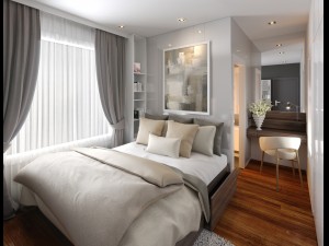 modern stylish contemporary master bedroom with wc bathroom 3D Model