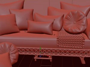 sof&aacute; de bambu cadeira de vime sof&aacute; de vime cobertor de malha sala de estar Modelo 3D