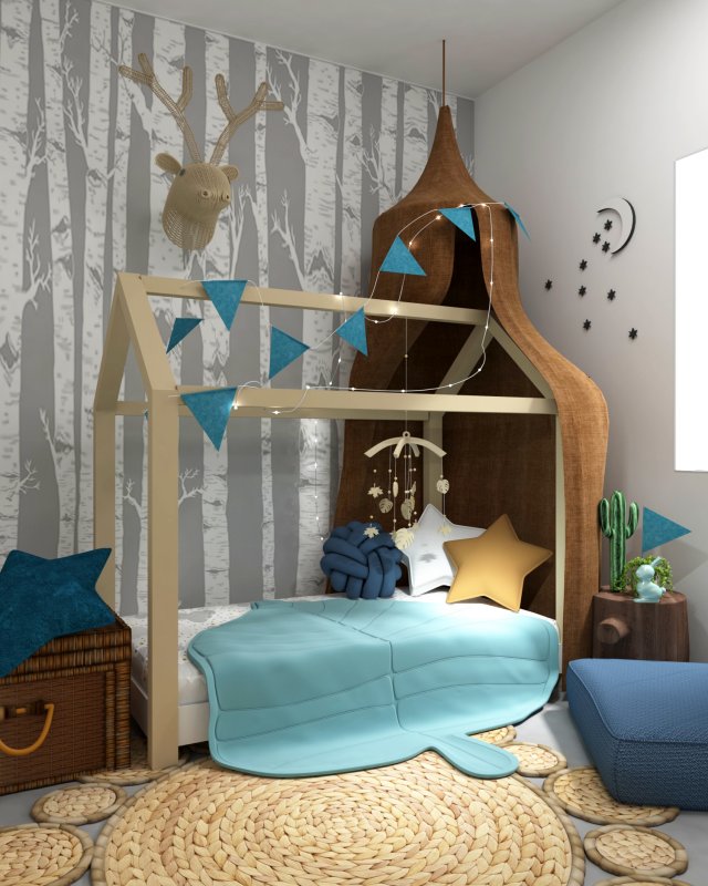 kid room interior with toys and decor 3D Model .c4d .max .obj .3ds .fbx .stl .blend 
