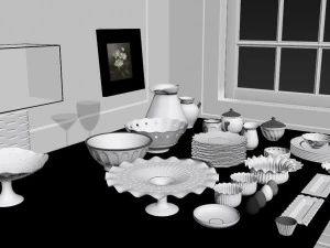 luxe porseleinen servies servies bordencollectie 3D Model