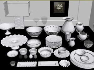 luxe porseleinen servies servies bordencollectie 3D Model