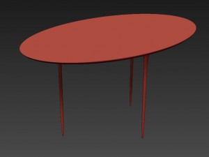 simple modern fluid liquid desk table 3 legs 3D Model