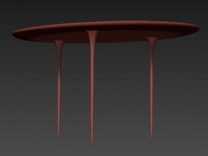 simple modern fluid liquid desk table 3 legs 3D Model