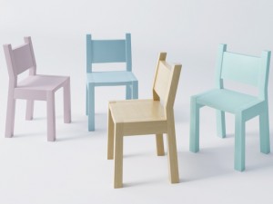 pastel simple wood kid children chair classroom 3D Model