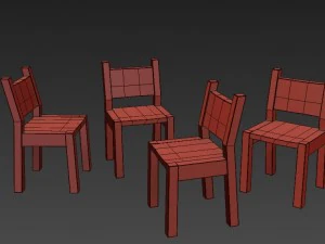 पेस्टल सरल लकड़ी बच्चों की कुर्सी कक्षा 3D मॉडल