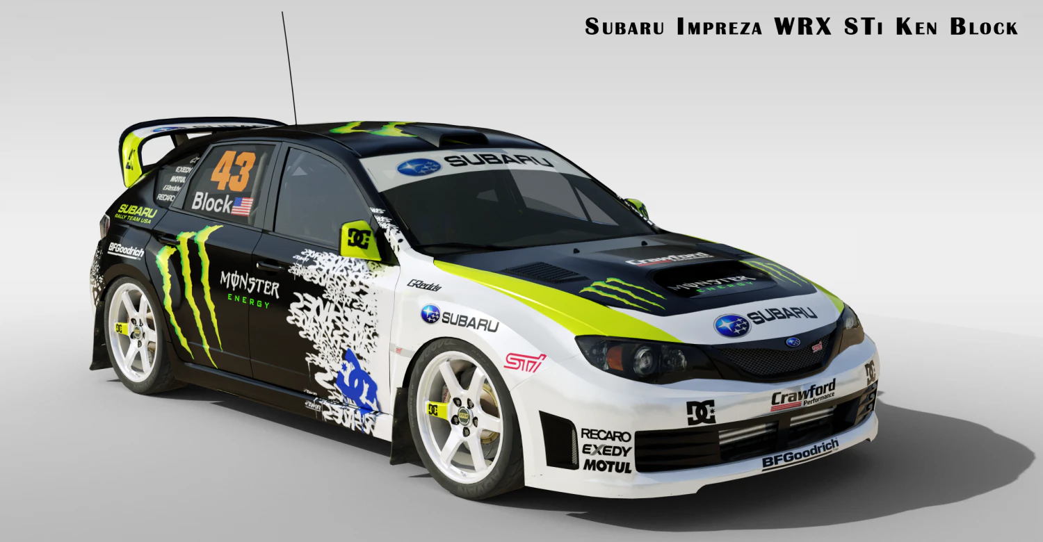 2009 Impreza WRX STi Ken Block 3D Model .c4d .max .obj .3ds .fbx .stl .blend 