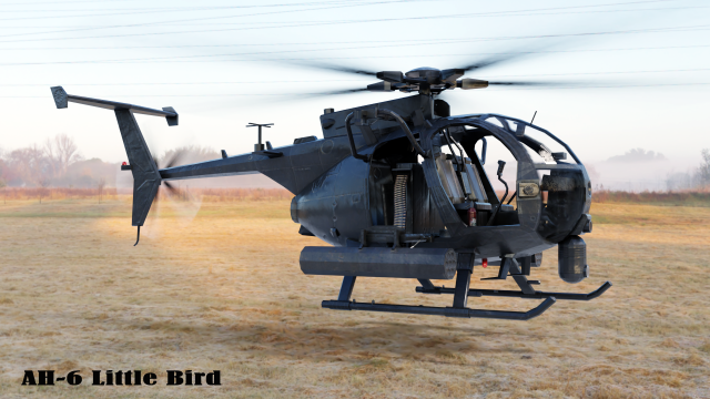 AH-6 Little Bird Rigged 3D Model .c4d .max .obj .3ds .fbx .stl .blend 
