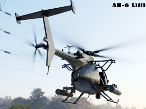 AH-6 Little Bird Rigged 3D Model