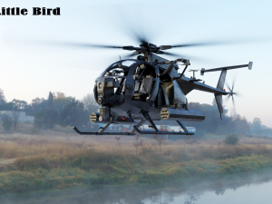 AH-6 Little Bird Rigged 3D Model