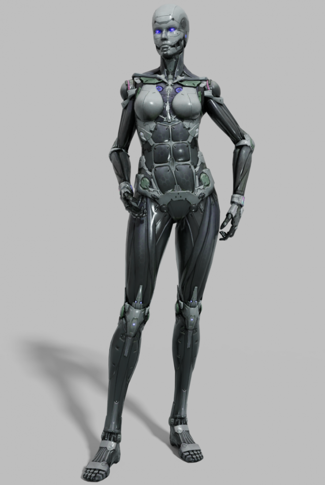 Cyborg Female Rigged Low-poly 3D 模型 .c4d .max .obj .3ds .fbx .stl .blend 