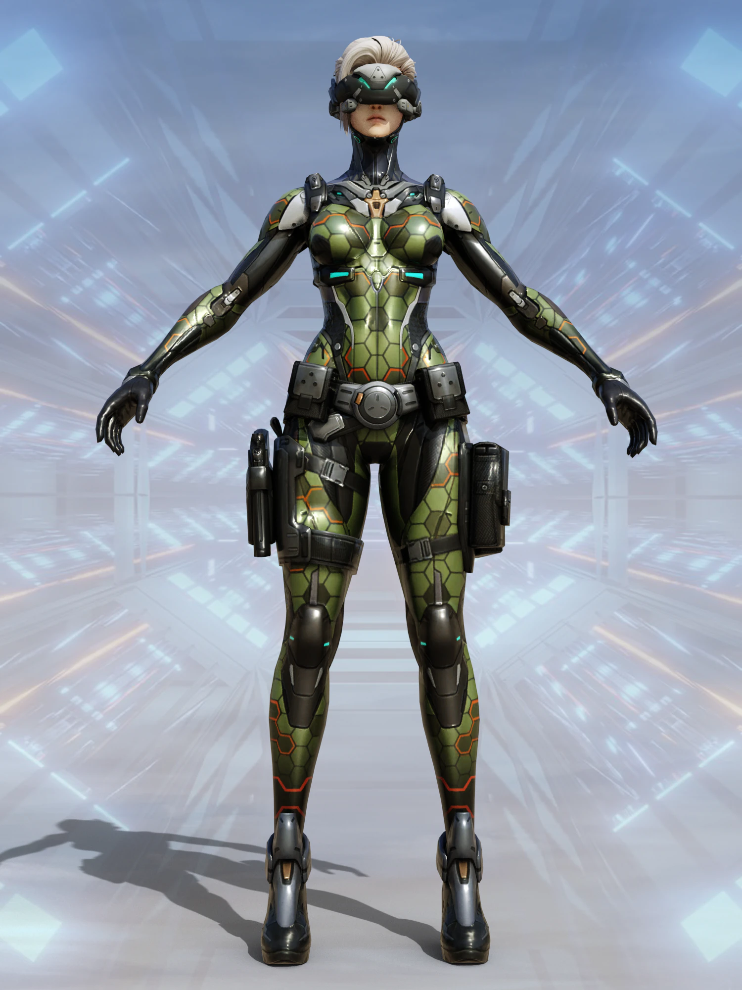 SciFi Female Character Rigged 3D Model .c4d .max .obj .3ds .fbx .stl .blend 