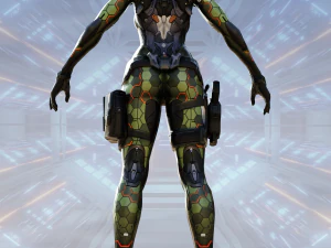 SciFi Female Character Rigged 3D Model