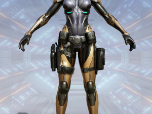 SciFi Female Character Rigged 3D Model