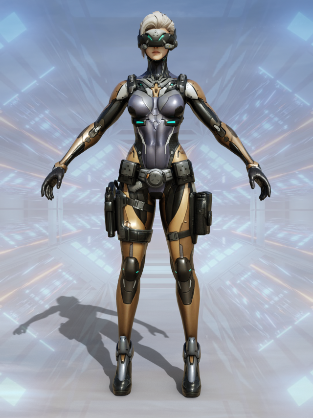 3D model Sci-fi female armor VR / AR / low-poly rigged