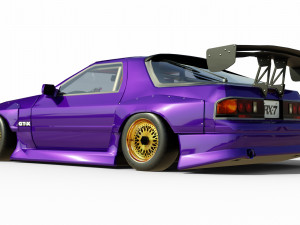 WIDE BODY MAZDA SAVANNA RX7 GTX ENGINE AND INTERIOR 3Dモデル