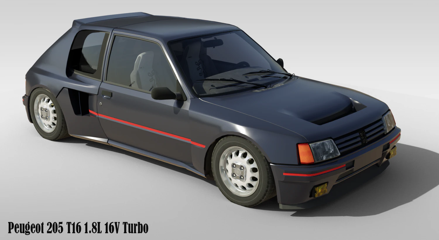 Peugeot 205 T16 18L 16V Turbo 3D Model .c4d .max .obj .3ds .fbx .stl .blend 