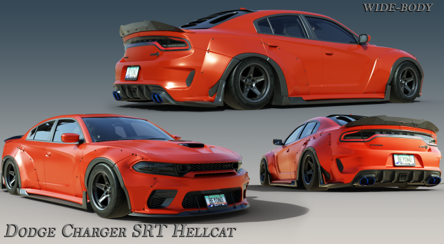 Dodge Charger SRT Hellcat Extra Widebody 3D Модель .c4d .max .obj .3ds .fbx .stl .blend 