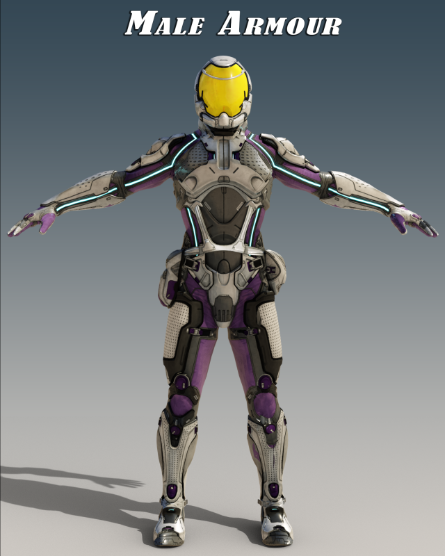 Male Armor Suit realistic and fully Rigged Model 3D .c4d .max .obj .3ds .fbx .stl .blend 
