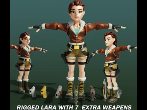 Lara heeft 7 extra wapens volledig opgetuigd 3D Model