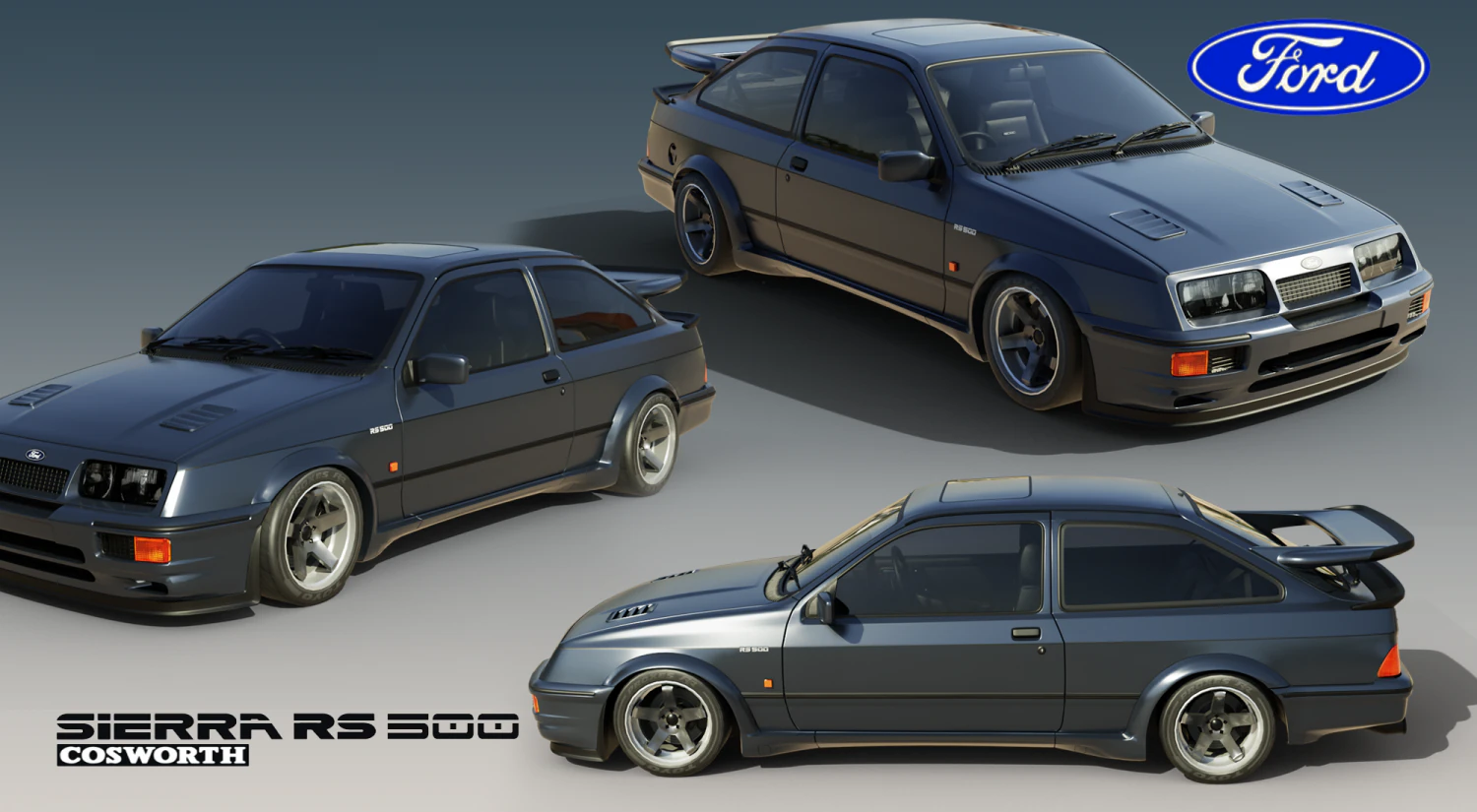 Sierra RS500 Cosworth 3D Model .c4d .max .obj .3ds .fbx .stl .blend 