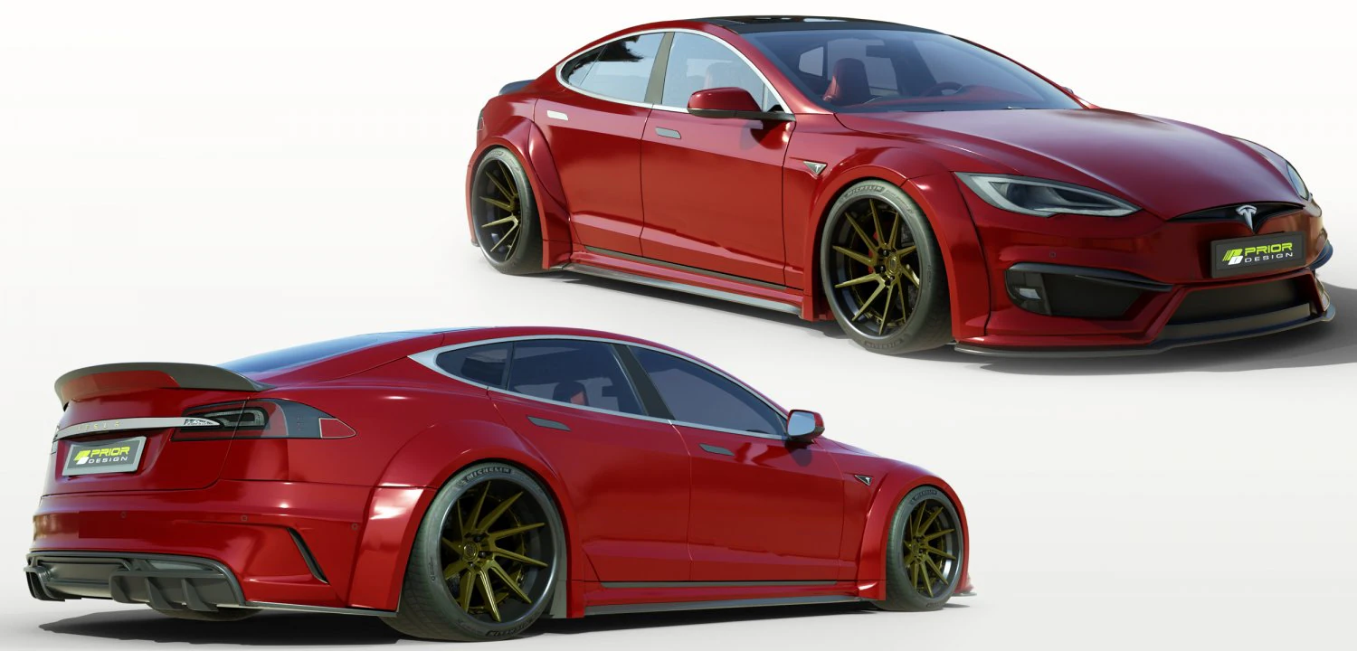Tesla Model S Widebody Aerodynamic Kit 3D Model .c4d .max .obj .3ds .fbx .stl .blend 
