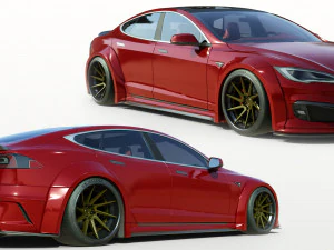 Kit Aerodin&acirc;mico Tesla Model S Widebody Modelo 3D