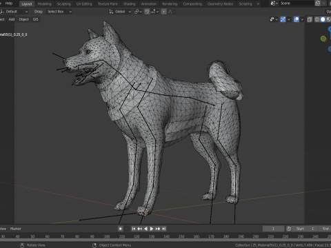 Dog Shiba Ini with Fur - Rigged 3D 모델