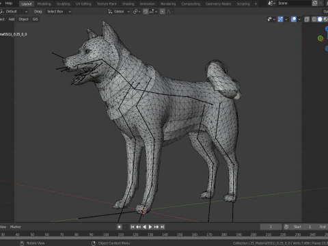 Dog Shiba Ini with Fur - Rigged 3D Model