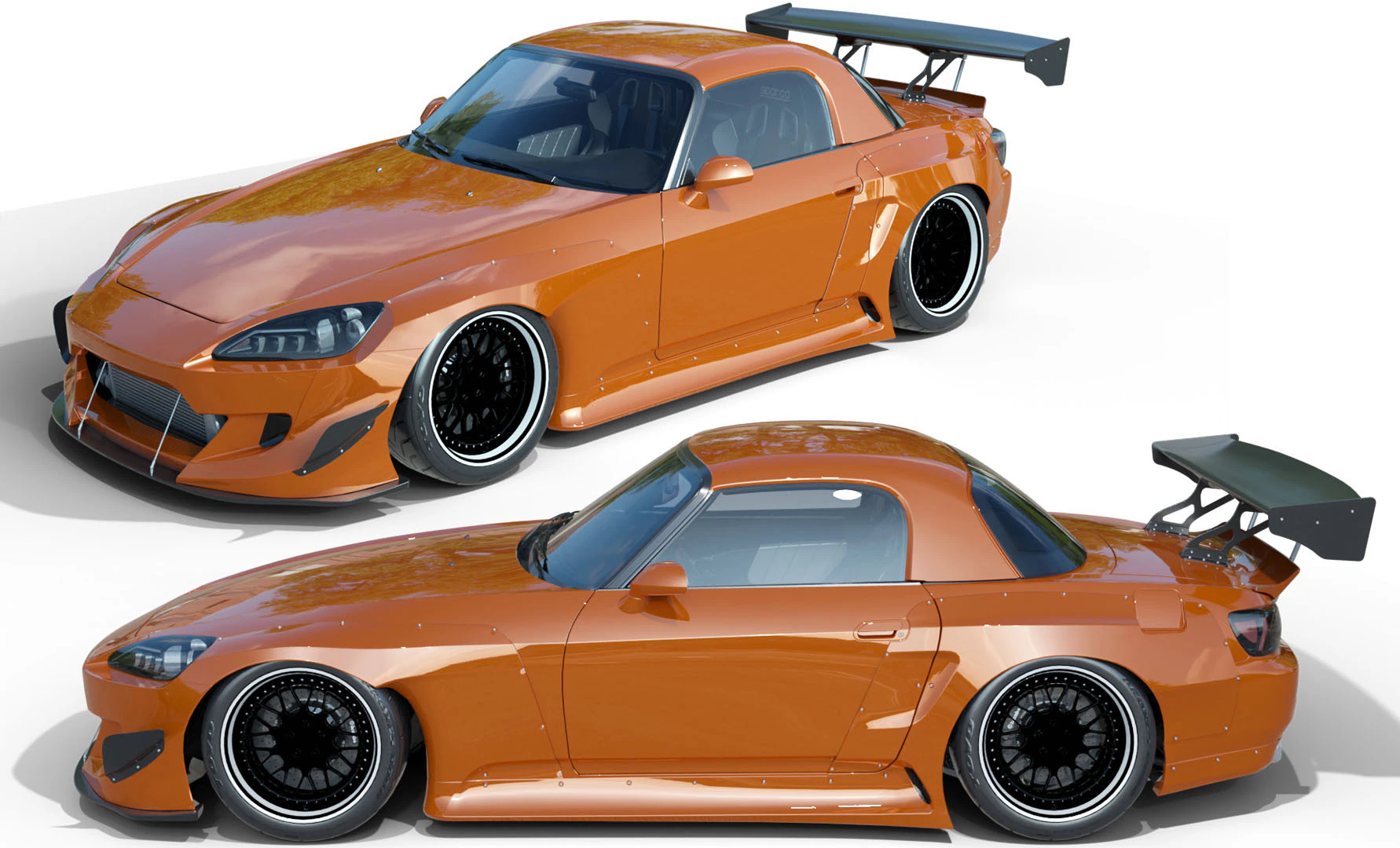 Honda S2000 Widebody Kit 3D Model .c4d .max .obj .3ds .fbx .stl .blend 