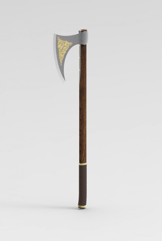 medieval celtic battleaxe 3D Модель .c4d .max .obj .3ds .fbx .stl .blend 