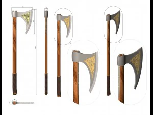 medieval celtic battleaxe 3D Model