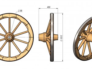 wooden wheel 3D Модель