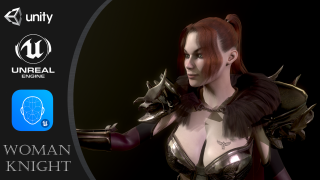 woman knight 3D 模型 .c4d .max .obj .3ds .fbx .stl .blend 