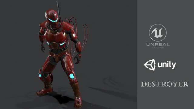 destroyer scifi 3D 모델 .c4d .max .obj .3ds .fbx .stl .blend 