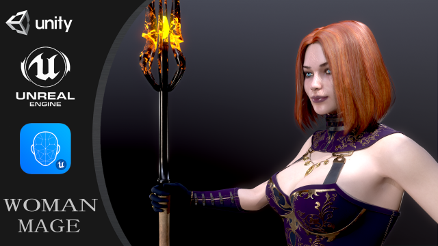 Woman Mage 3D Модель .c4d .max .obj .3ds .fbx .stl .blend 