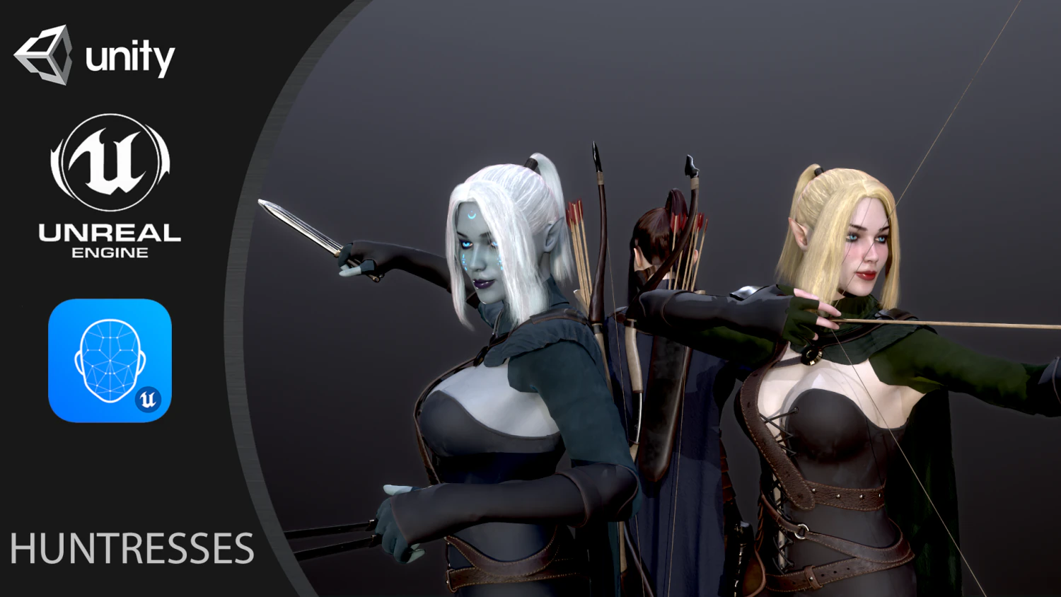 Woman Hunters 3D Model .c4d .max .obj .3ds .fbx .stl .blend