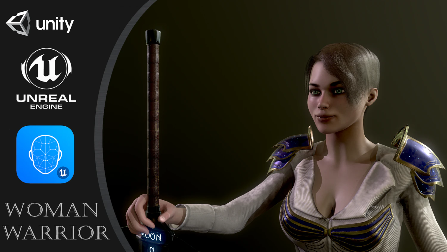 Woman Warrior 3D Model .c4d .max .obj .3ds .fbx .stl .blend
