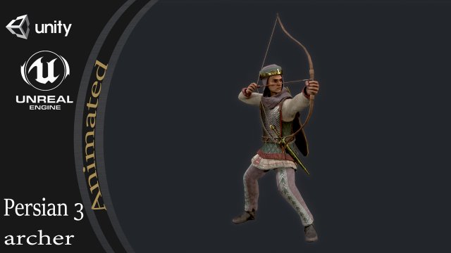 Persian 3 archer 3D Model .c4d .max .obj .3ds .fbx .stl .blend 