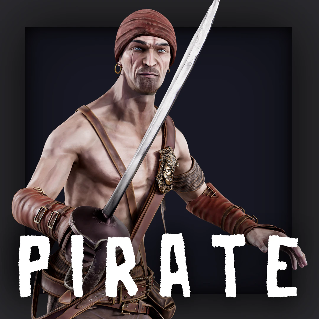 Pirate 1 3D Model .c4d .max .obj .3ds .fbx .stl .blend 