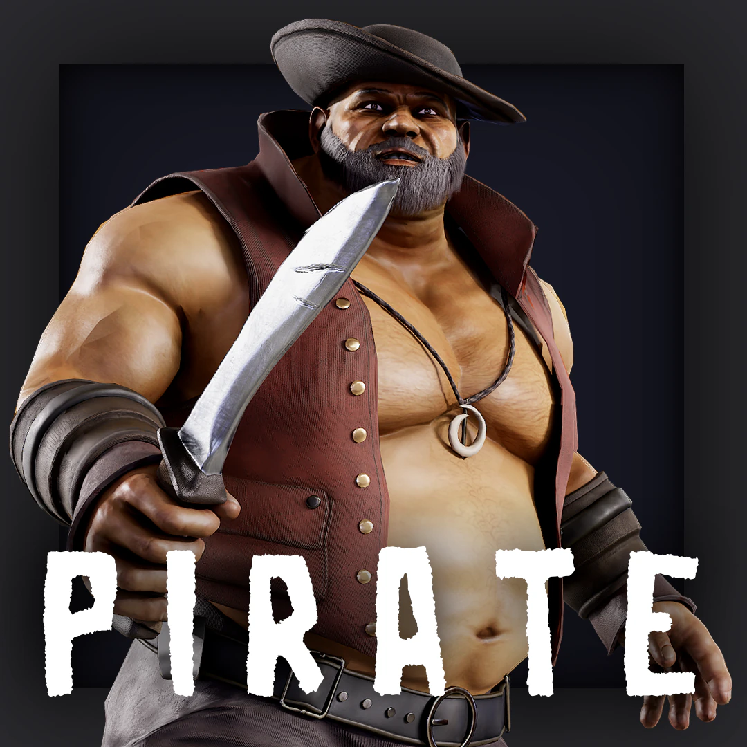 Pirate chef 3D Model .c4d .max .obj .3ds .fbx .stl .blend 
