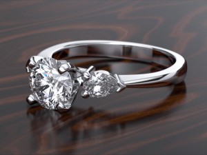 three stone ring round-pear 3D-printmodel