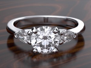 three stone ring round-pear Model Cetak 3D