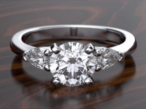 three stone ring round-pear 3D Print Model