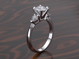 three stone ring round-pear Model Cetak 3D