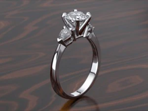 three stone ring round-pear 3D Print Model